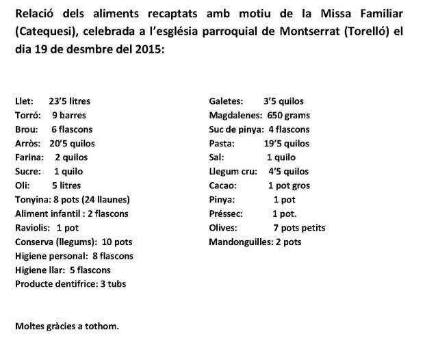 Missa  familiar _Catequesi_ 19 desembre 2015
